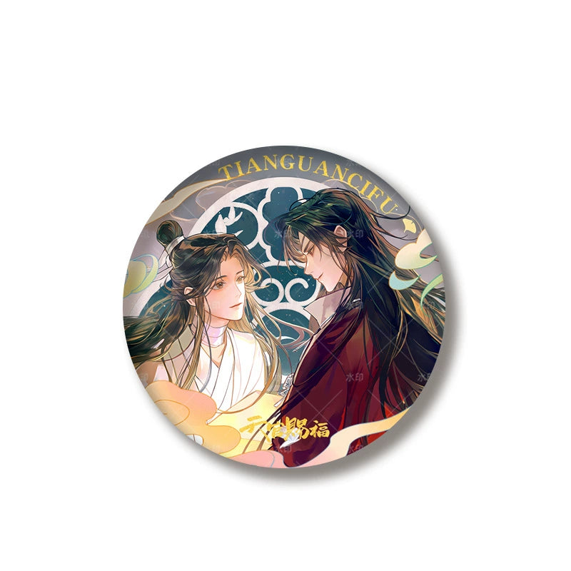 Heavenly Official Blessing丨Double Flash, Relief Emblem, Flower City, Xie Pian, 75mm Brooch, Grain Gift, Anime Surrounding