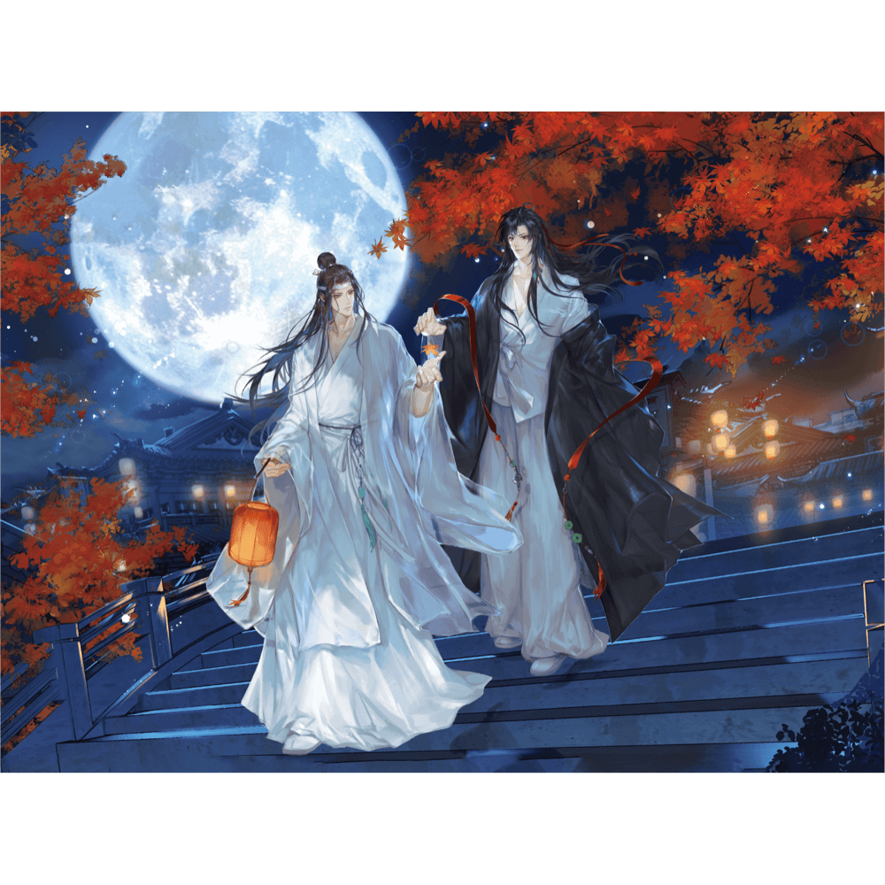 MDZS丨Magic Road Patriarch Animation Official Genuine Peripheral Moon Full Gilt Series Wei Wuxian Lan Forgetting Machine Double Standing Card Liu Ma