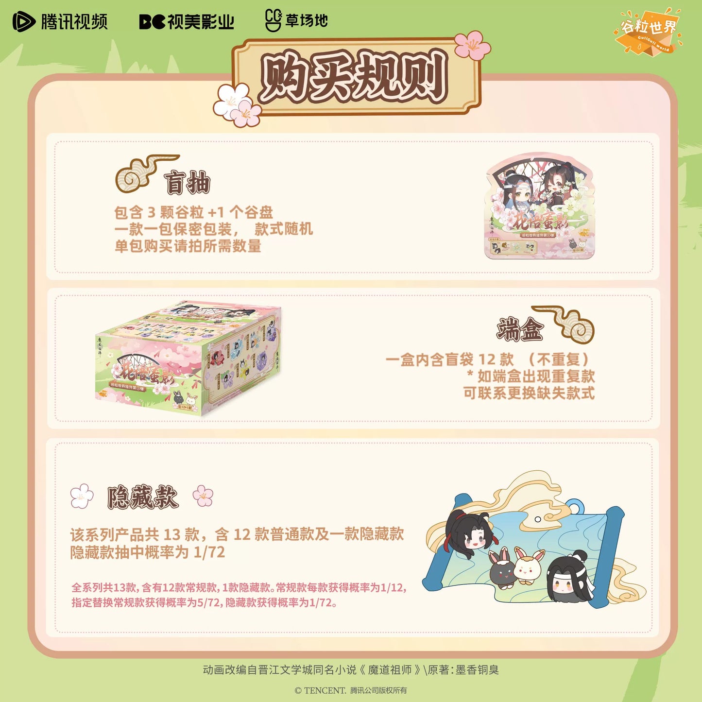 MDZS丨Magic Road Patriarch Animation Official Genuine Peripheral Flower Language Honey Shadow DIY Grain Pendant Series Blind Box